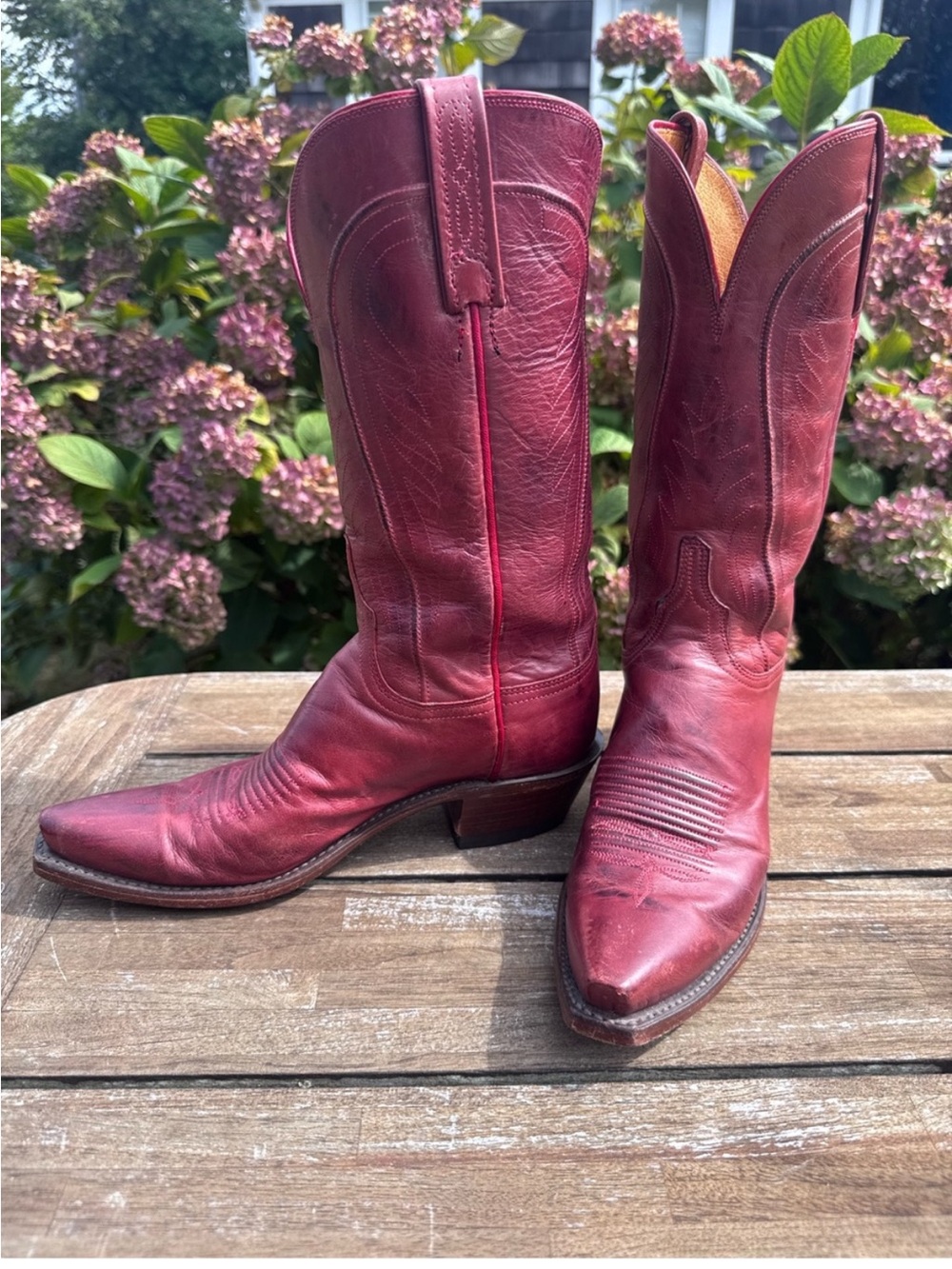 Lucchese Red Leather Cowboy Boots women’s 8